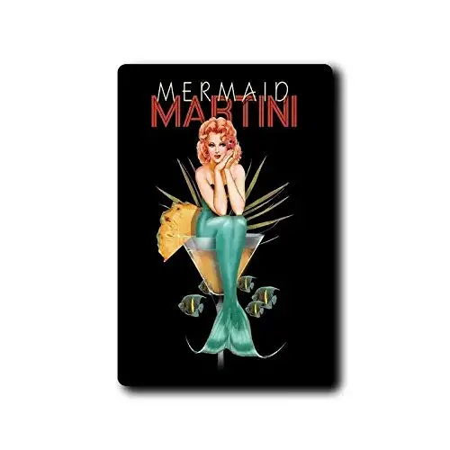 Vintage Custom Metal Signs 8 X 12 - Mermaid Martini Decor Chic Art Wall Decort Home Yard Signs Bar Hotel Cafe Pub Restauran sign