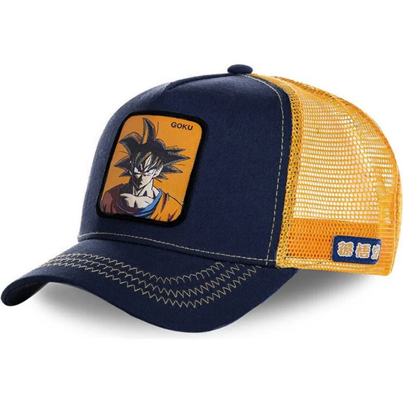 Gorra con visera de Dragon Ball Son Goku para hombre, gorro con visera ajustable de malla para camionero, estilo Hip-Hop, bordado, Verano