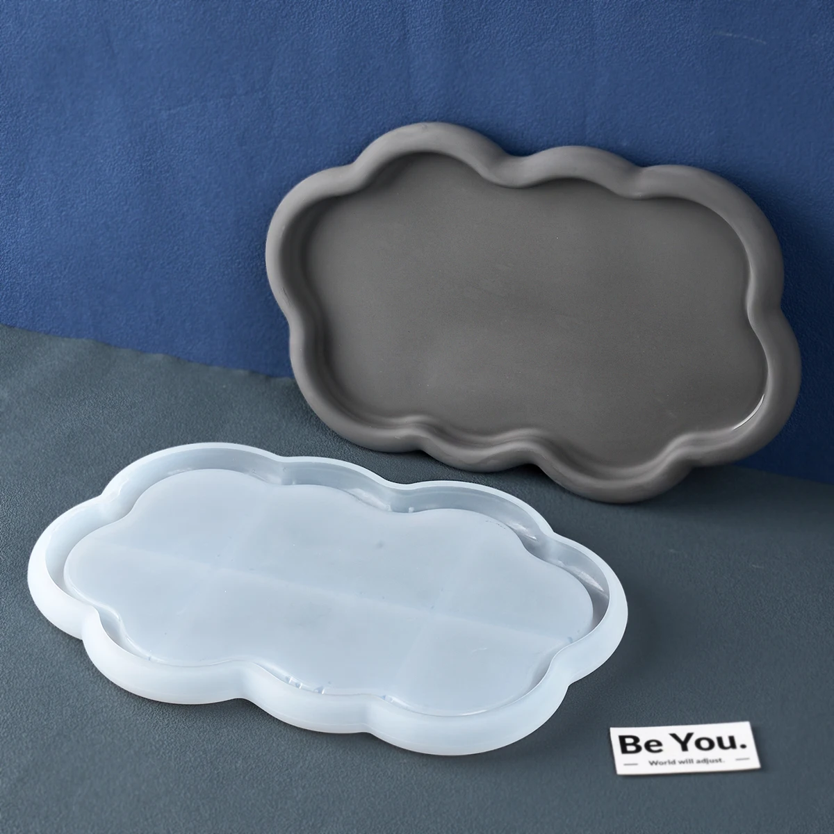 Cloud Shape Tray Silicone Mold Creative Double Heart Storage Rack Candle Base Concrete Ornament Casting Mould Crafts Home Decor