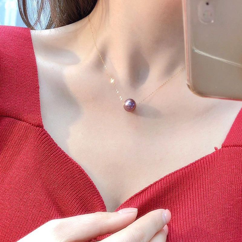 

Цепочка с подвеской женская из натурального пресноводного жемчуга, 18 К