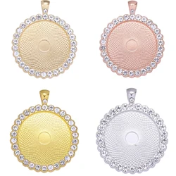 10pc/lot 25mm Set With Rhinestones Necklace Pendant Setting Cabochon Cameo Base Tray Bezel Blank DIY Jewelry Making Findings