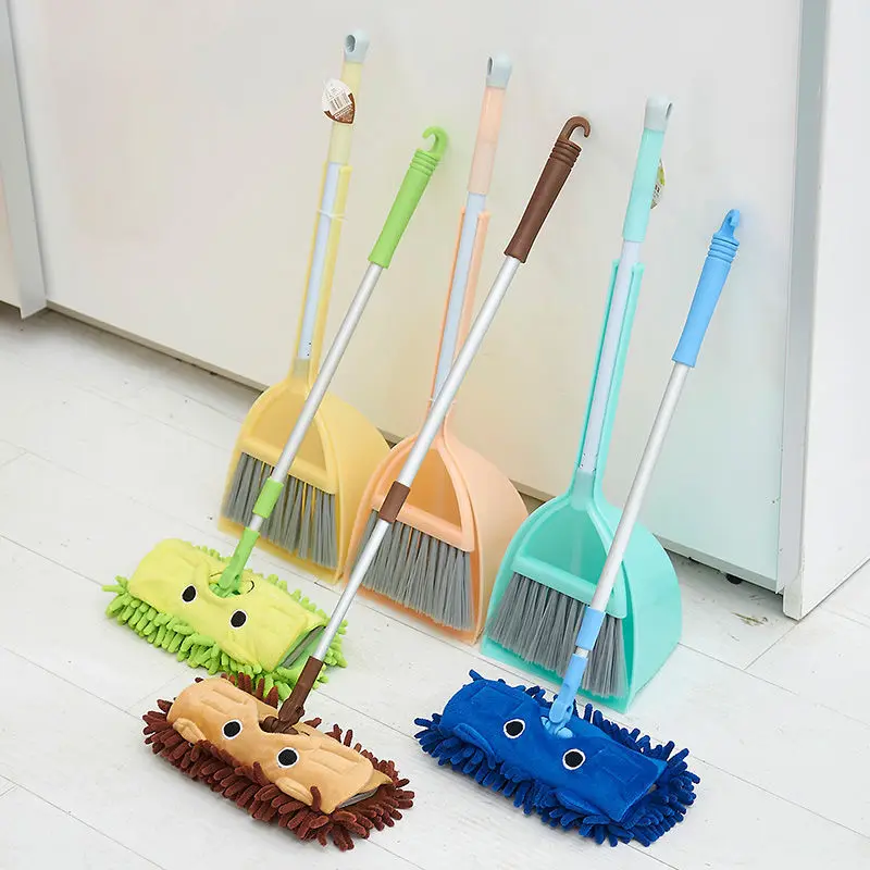 Children's Cleaning Tools Play House Mini Simulation Broom Mop Dustpan Set Kindergarten Pretend Play Sweeping Toys Combination