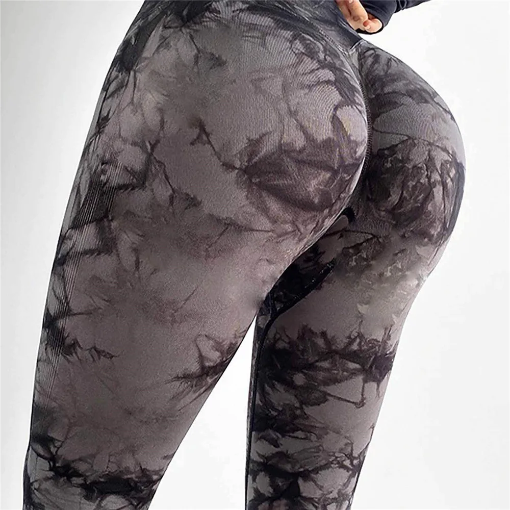 Tie Dye Printed High Elastic Tight Sports Pants, Running Fitness Pants, Peach Lift, Hip, Hip, Corset, Women's Yoga Pants