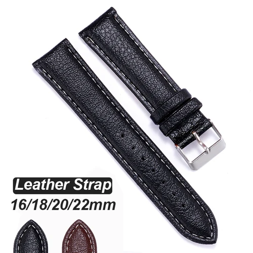 Imagen 1 del producto Pulsera con patrón de lichi para Seiko, correa de reloj de cuero PU para Rolex 16mm 20mm 22mm 18mm, accesorios universales de pulsera impermeables