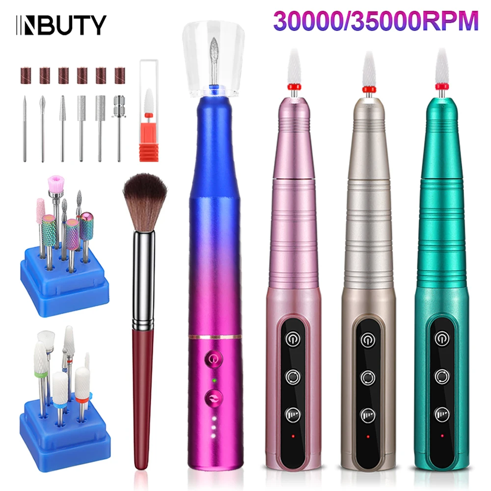 

Lnkerco 35000RPM Nail Drill Machine Cordless Electric Nail Sander Professional Manicure Machine Milling Cutter For Gel Polishing