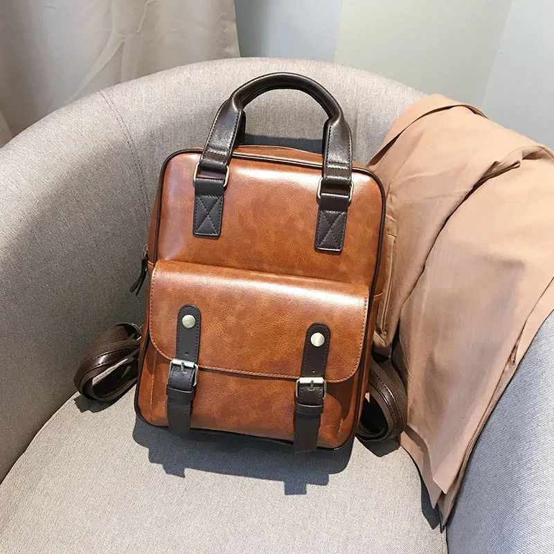 brown-anti-theft-women's-backpacks-students-school-bags-leather-handbags-fashionable-travel-suitcase-set-for-teenagers