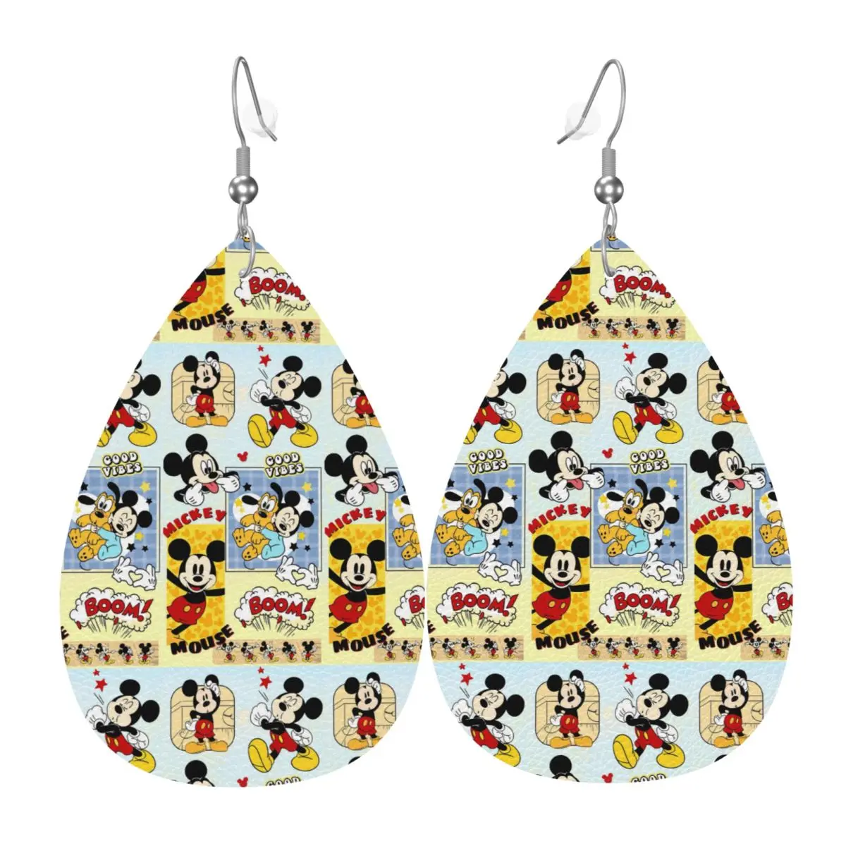 

Модные кожаные серьги-капли с коллажем Микки Мауса для женщин, аксессуары в стиле аниме и мультфильмов, украшения на День святого Валентина