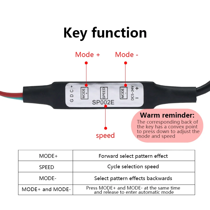 Kontroler Mini WS2812B WS2811 do taśm LED Pixel USB 3 Key WS2812 LED Light Strip SP621E Music Bluetooth APP DC5V-24V