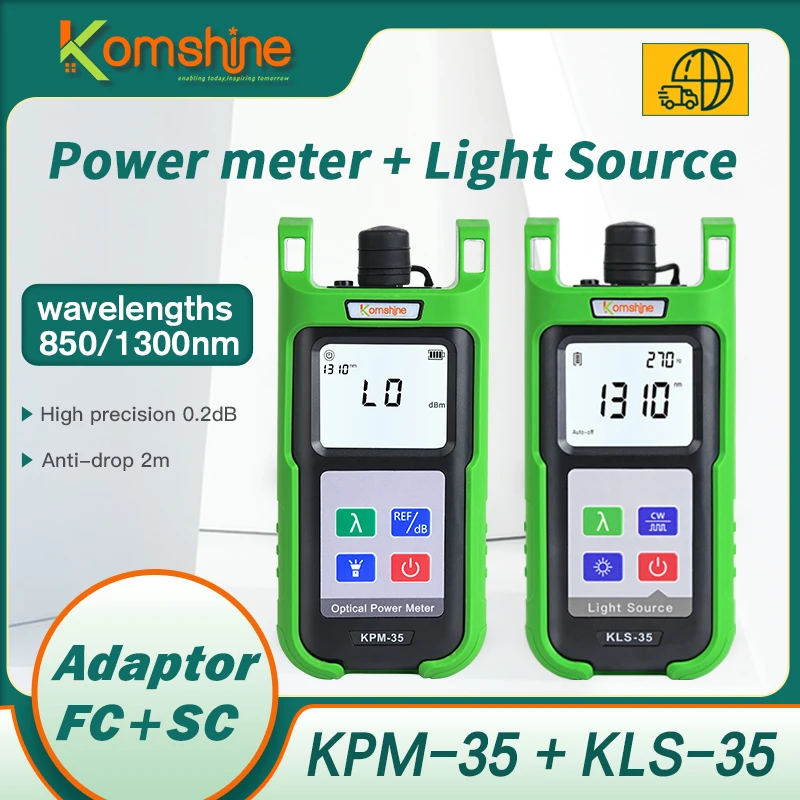 

7 Wavelengths FFTH Fiber Loss Tester Fiber Optic Power Meter KPM-35 + Fiber Optical Light Source KLS-35-M Multimode 850/1300nm