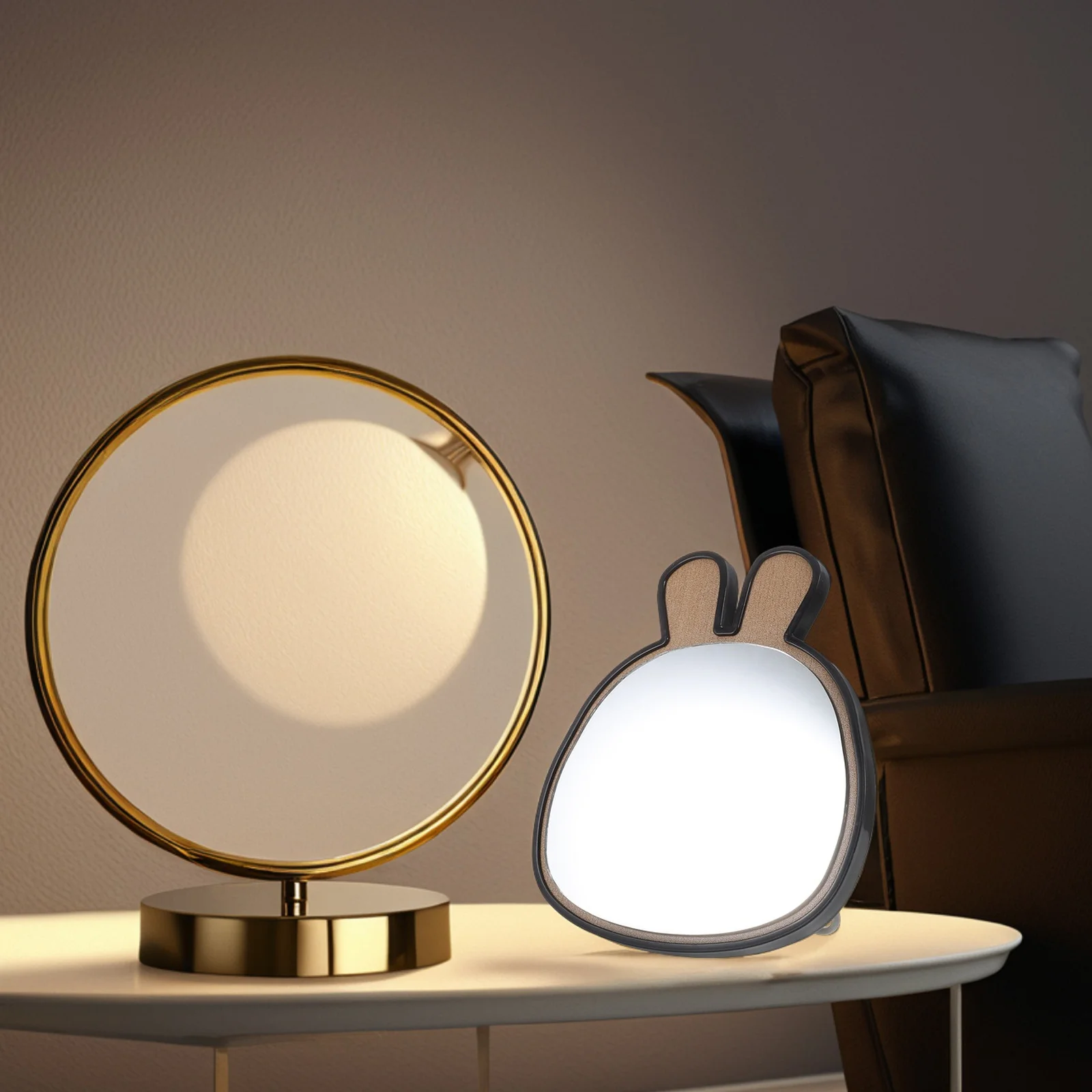 Wooden Animal Desktop Makeup Mirror Cute Cartoon Table Top Vanity For Girls Kids Travel Compact Decorative Mirror