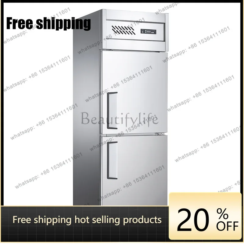 YJ Double Door Upright Stainless Steel Commercial Dual Temp Refrigerator Freezer Air Cooling For Restaurant Kitchen
