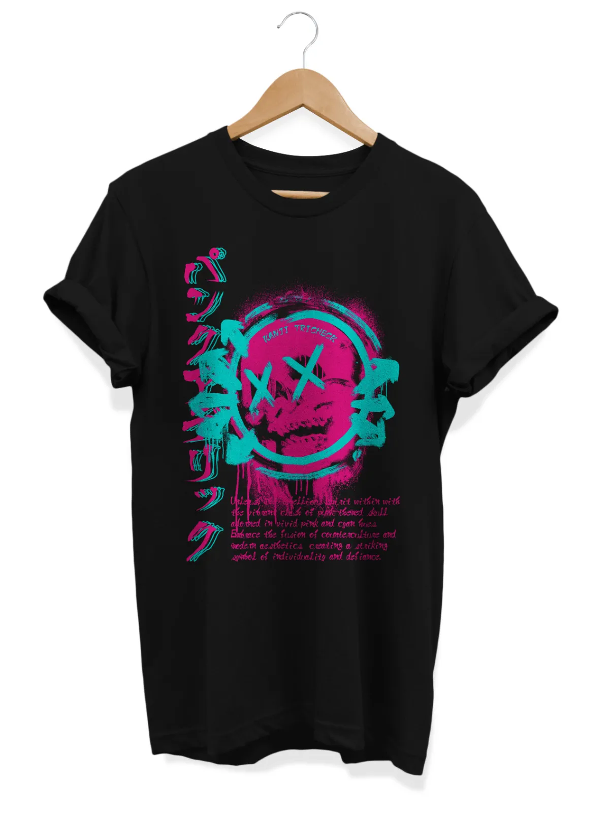 

Рубашка в стиле панк с граффити и черепом — японская уличная панк-мода, одежда в стиле панк с коркой