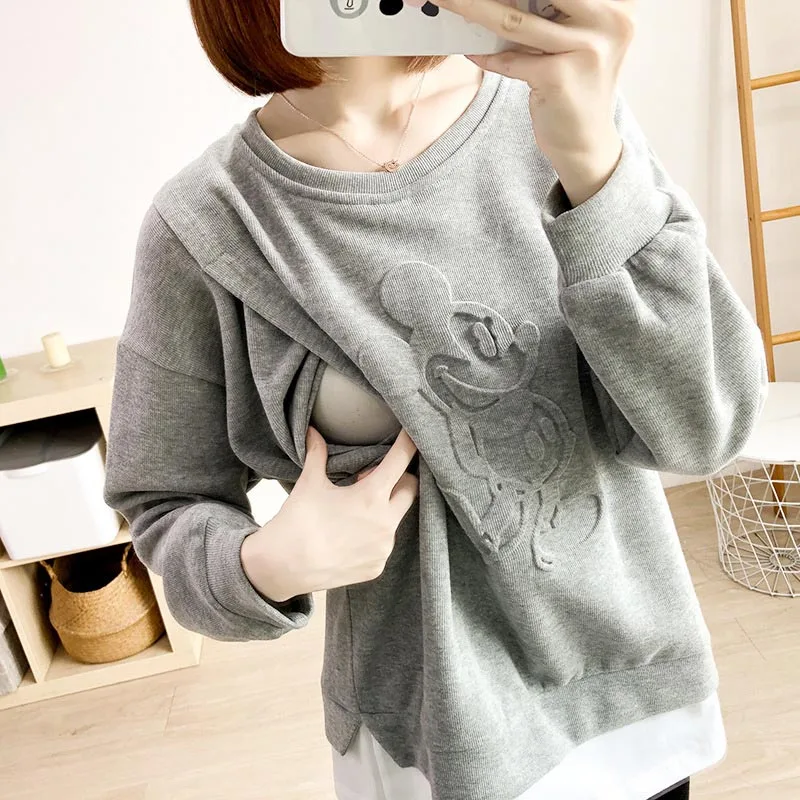 Spring and Autumn Breastfeeding Clothes Sweatshirt For Pregnant Women Nursing Mothers Hoodies Pregnancy Clothes Maternity Clothe