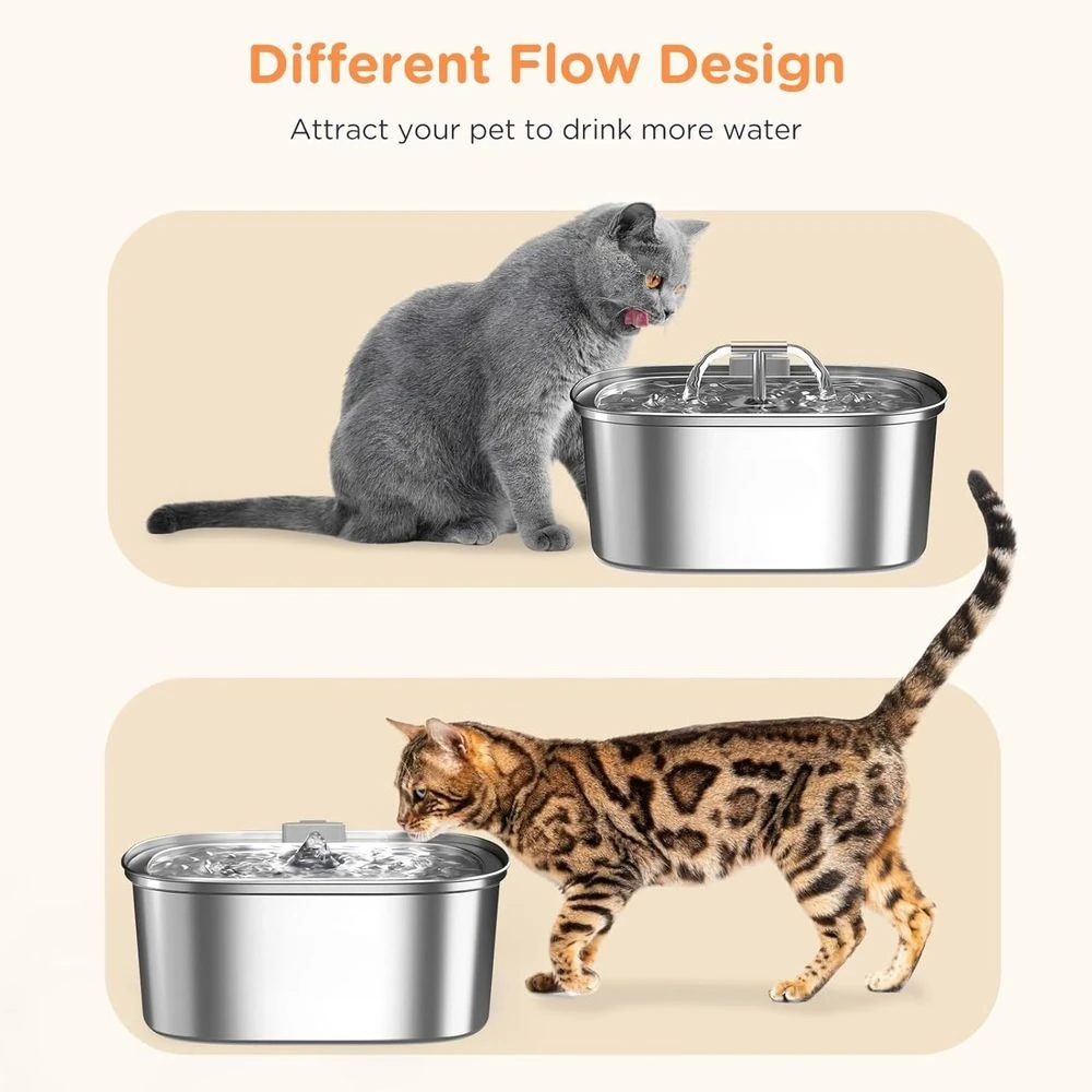 

Cat Water Fountain Stainless Steel: 108oz/3.2L Pet Drinking Foundatin for Cats Indoor Automatic Dog Water Dispenser Bowl - Cat F
