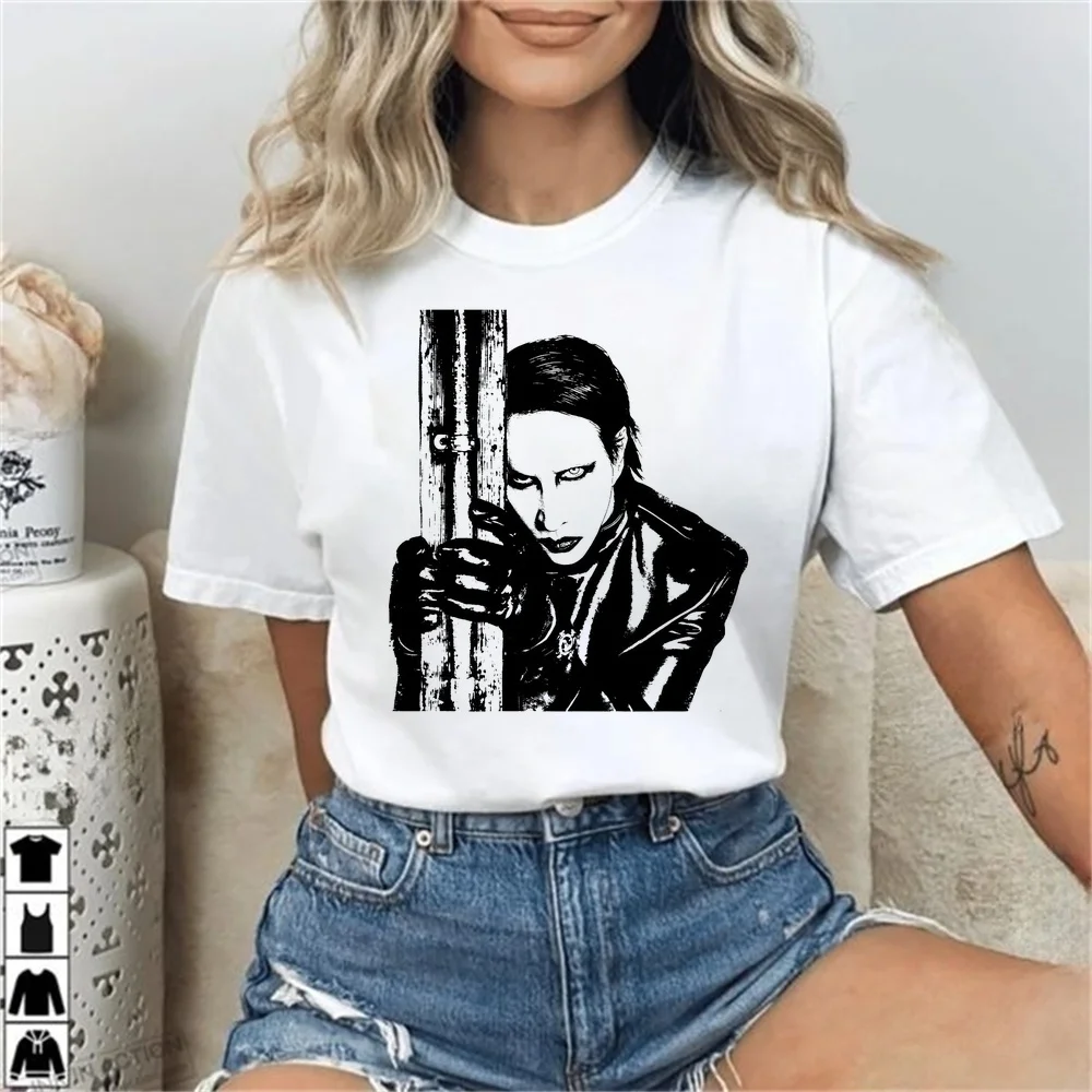 Marilyn Manson shirt women gyaru 2000s clearance sales dollette jojifuku top tees goth anime gyaru 80s harajuku