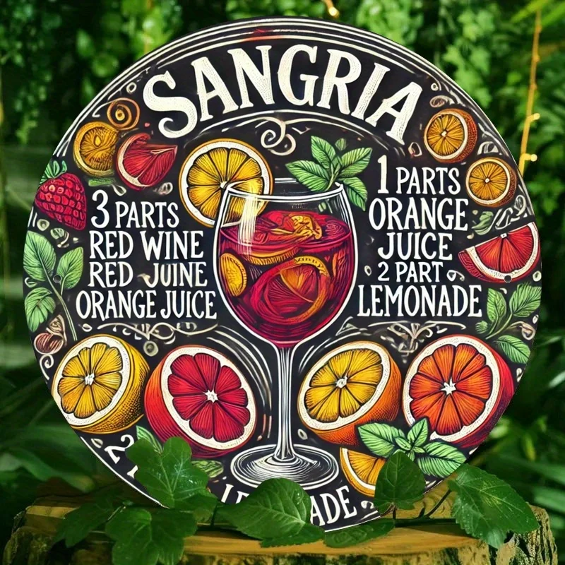 

Art Deco Style Iron Sangria Cocktail Recipe Wall Hanging Sign, Easy Install, Weatherproof, No Electricity Needed