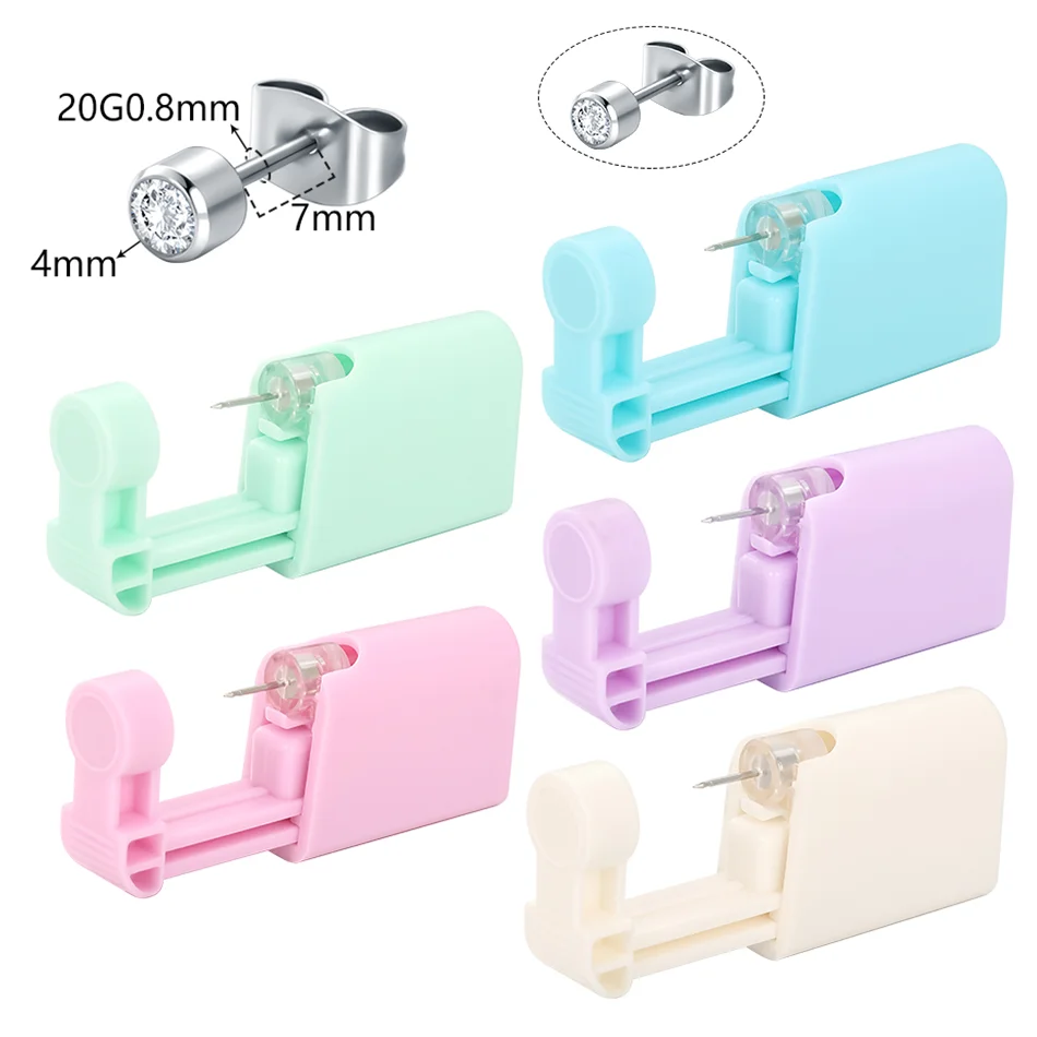 Safety Ear Piercing Unit Kit Colorful Disposable Sterile Ear Piercing Device Fashion Stud Earrings Jewelry Piercing Tools