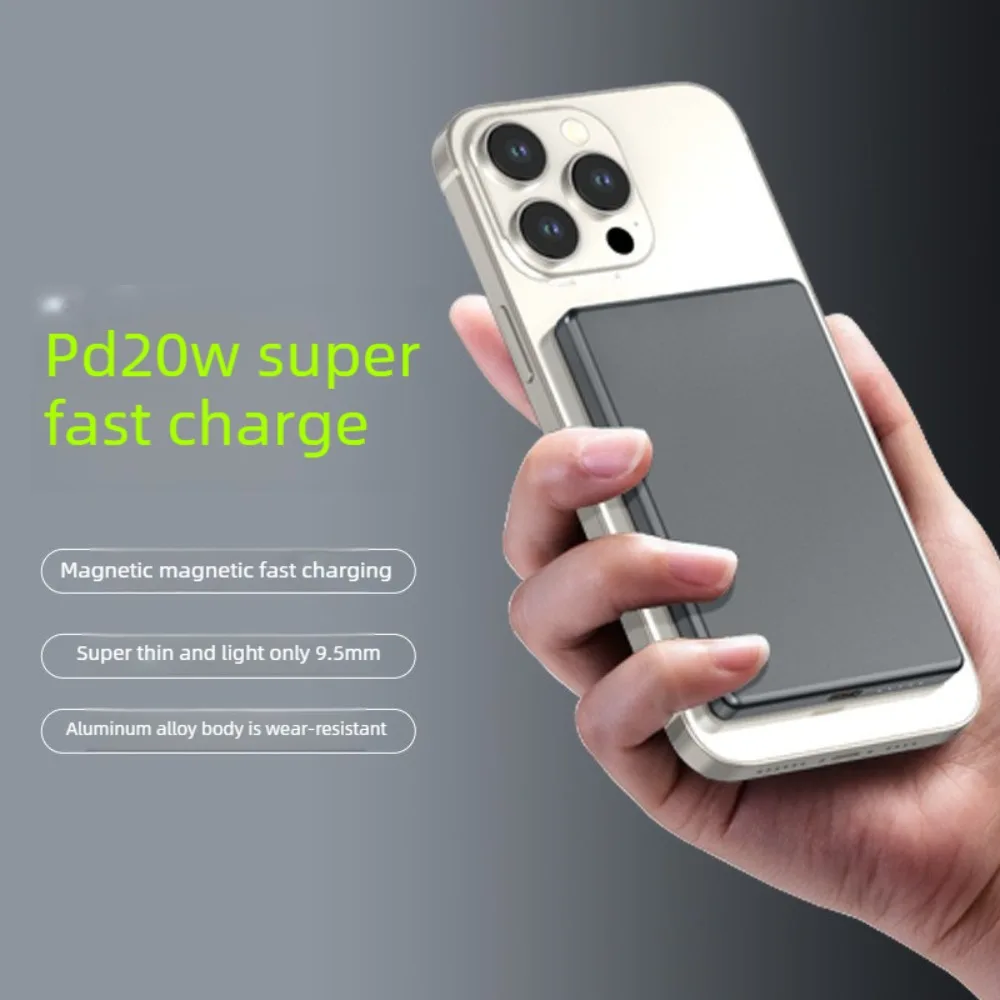 Ultra Slim Magnetic Wireless Power Bank 10000mAh 5000mAh MagSafe 20W Fast Charging Portable Metal Charger for iPhone