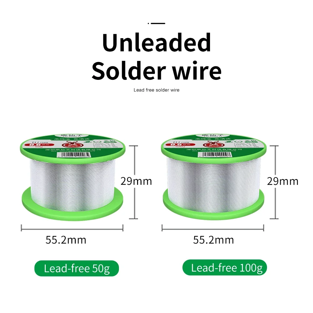 LUXIANZI 50/100g Lead Free Solder Wire with Rosin Core Soldering Wire Roll Low Melting Welding Wires No-clean 0.5/0.6/0.8/1.0mm