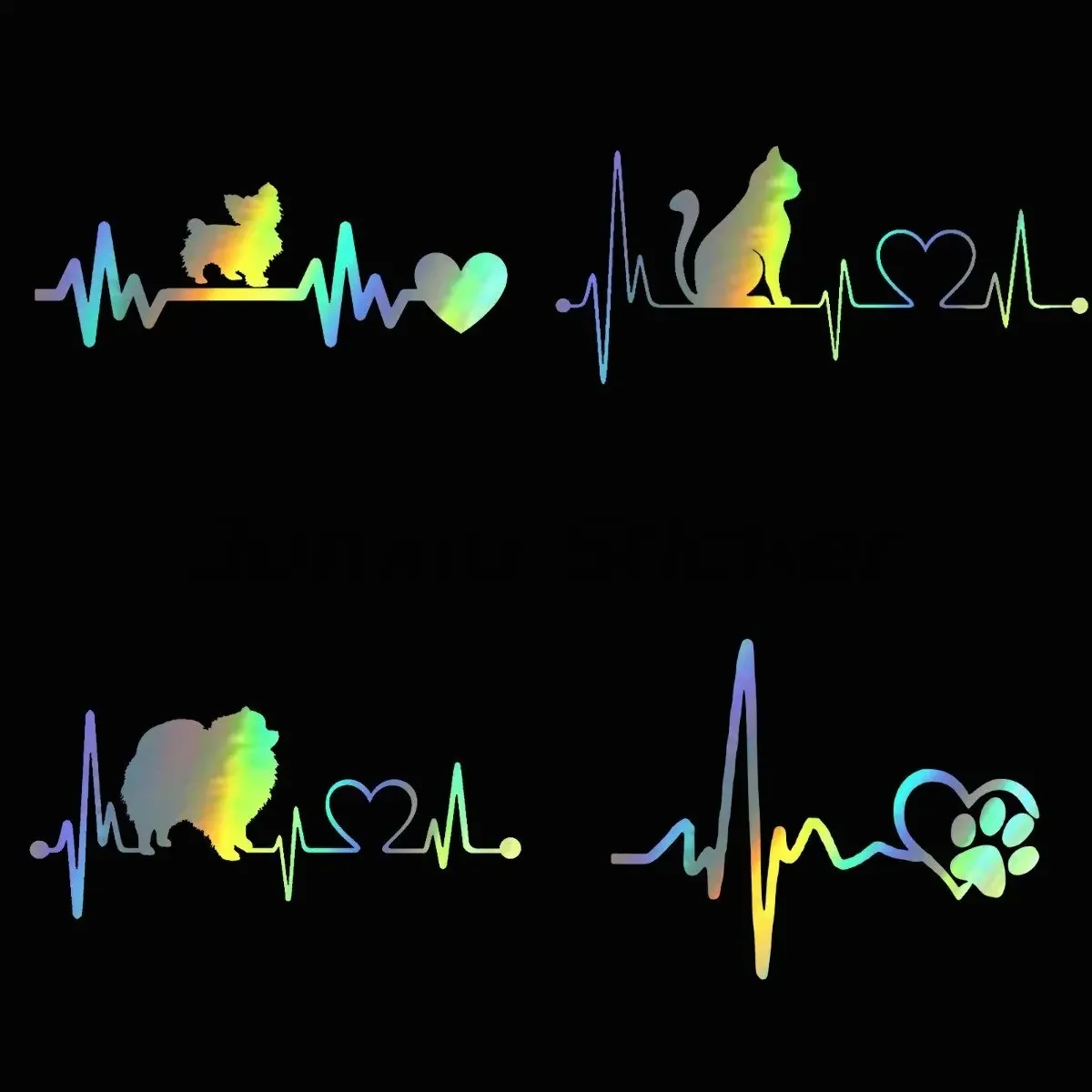 

Funny Pet Cat Dog Heartbeat Lifeline Vinyl Car Stickers Window Stylish Laptop Decoration laser Reflective Car Decals