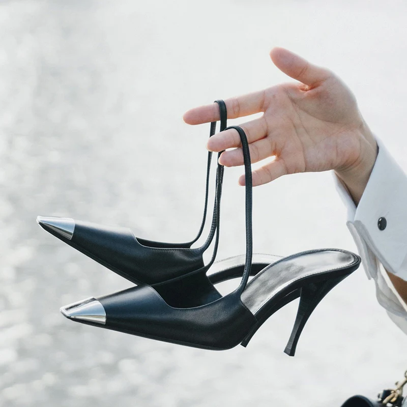 

New Black Metal Square Toe Pumps Women Stiletto High Heels Women Female Party Dress Shoes Women Fashion Zapatos De Mujer
