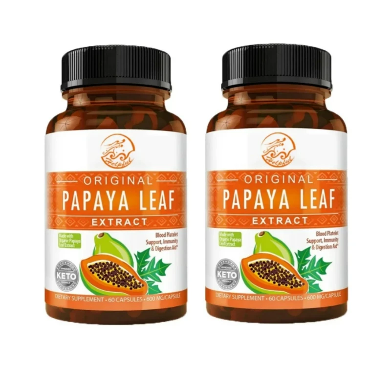 Papaya Leaf Extract Digestive Enzyme Blood Plate, Bone Marrow, and Robust Support Immune Intestine 60 Vegetarian Capsules