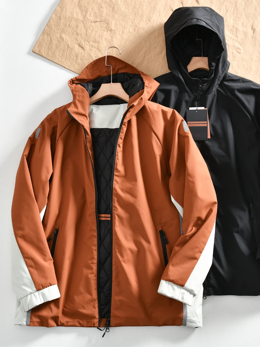 

Heavyweight Men's Hooded Cotton Jacket Fashionable Color Block Warmth Outerwear Casual Youth Popular Style Zipper C...