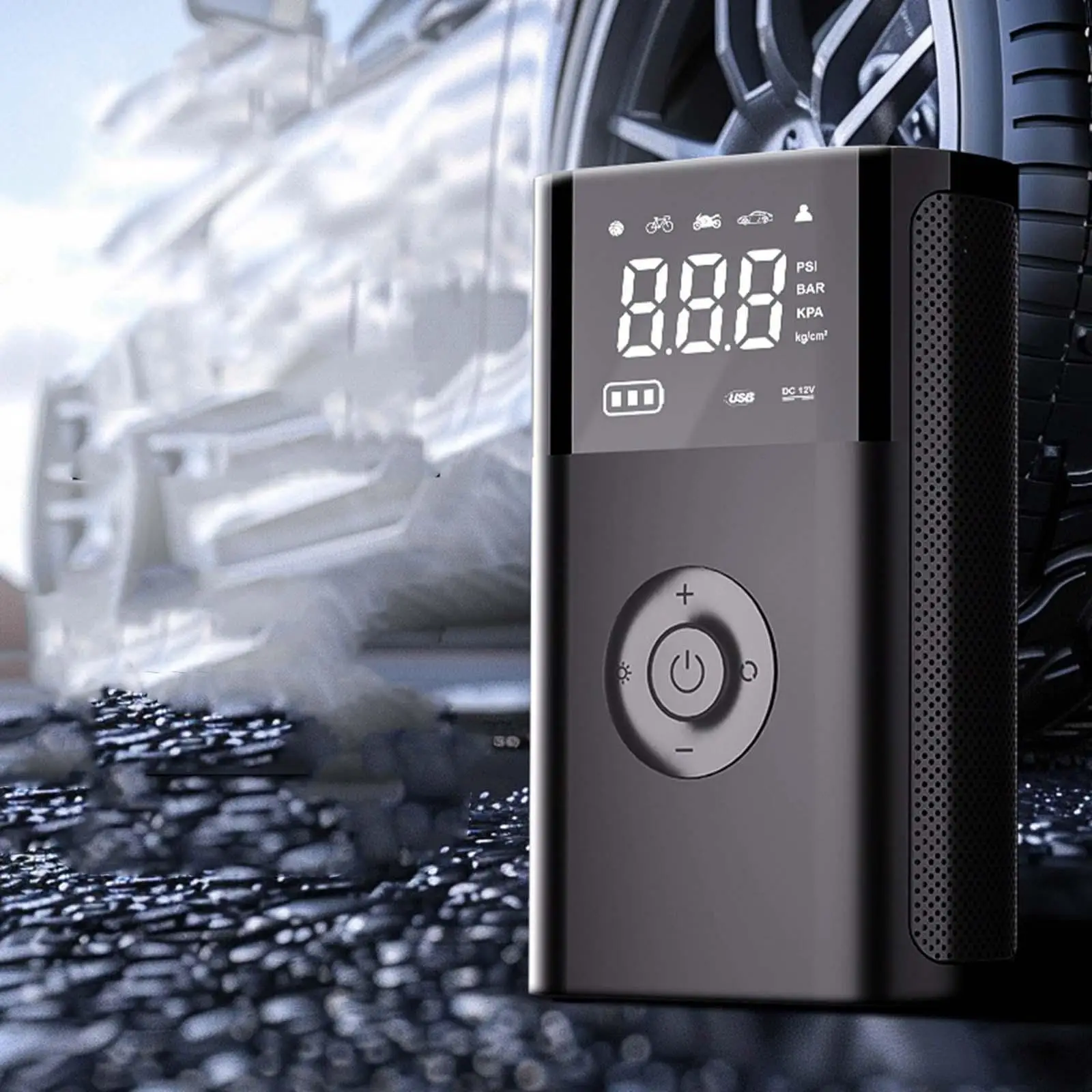 

Cordless Tire Inflator Portable Air Compressor USB Charging Digital Display for Car Tire Ball Bicycle