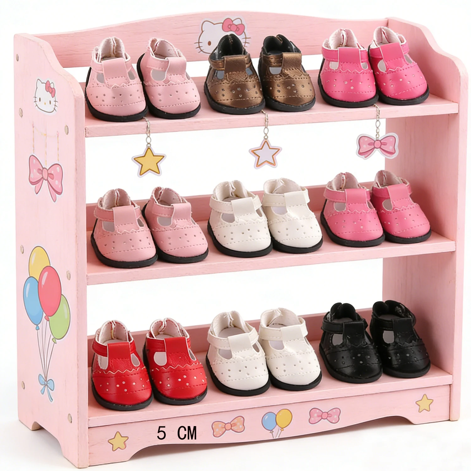 5cm Cute Perforated Doll Shoes Mary Jane Style Cute Mini ShoesFor 14-inch American Dolls Fit 30-35cm Baby Girl Nancy Lise Dolls