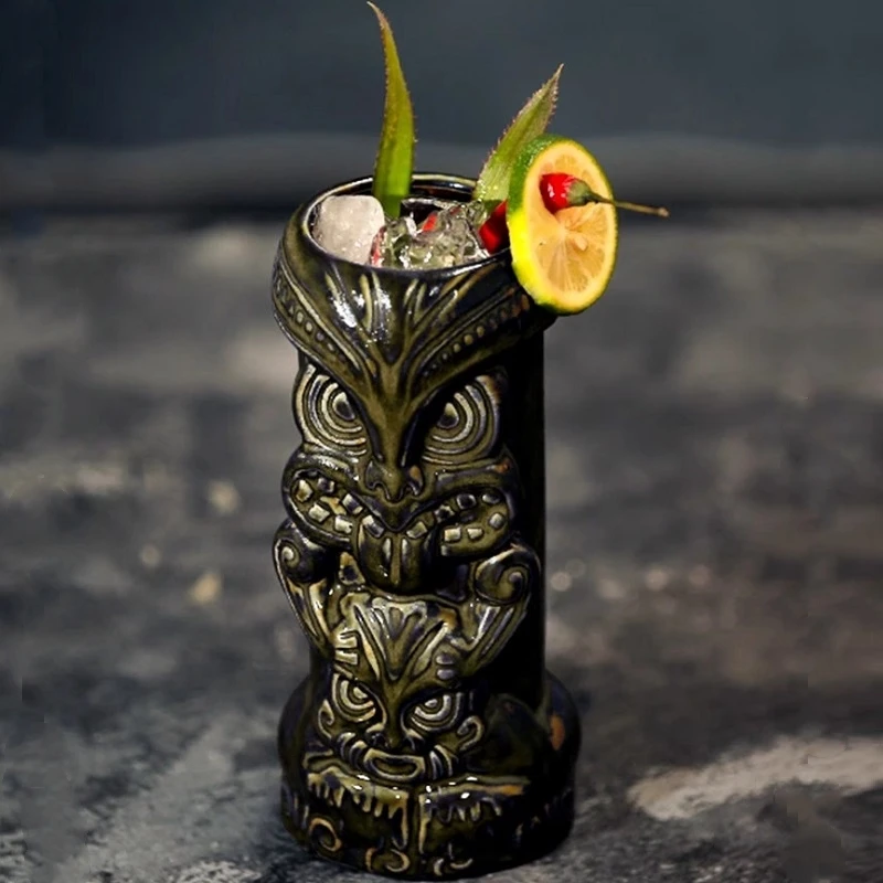 

630ml Owl Look Ceramic Tiki Mug Hawaiian Ceramic Cup Creative Porcelain Beer Wine Mug Cup Bar Tool