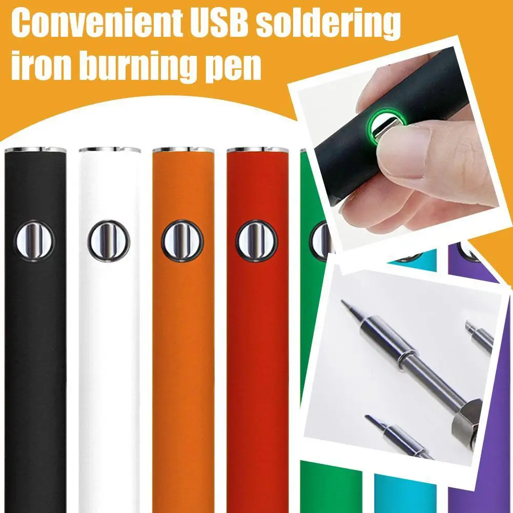 1Set Convenient USB Soldering Iron USB Cable Burning Pen LED Display Screen Three Levels Adjustable Voltage 510 Connector