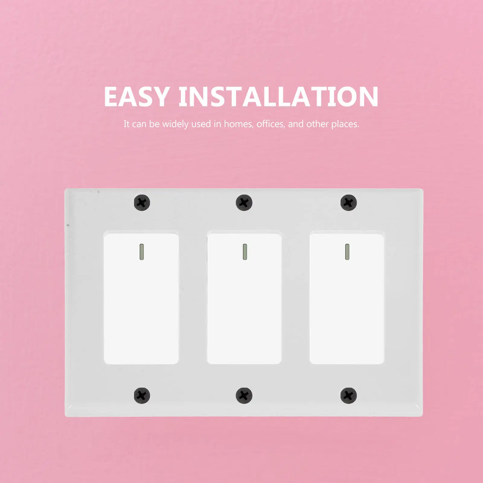 

3-Gang Screwless Wall Plate Panel Modern Screw Hidden Faceplate Cover for Light Switch Power Outlet Decor Screwless Wall Plate