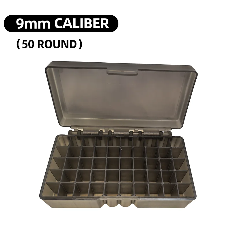50 جولات التكتيكية الذخيرة صندوق 9 مللي متر مسدس بندقية الذخيرة رصاصة حمل صندوق تخزين الوجه العلوي خرطوشة حقيبة للتخزين الصيد الملحقات