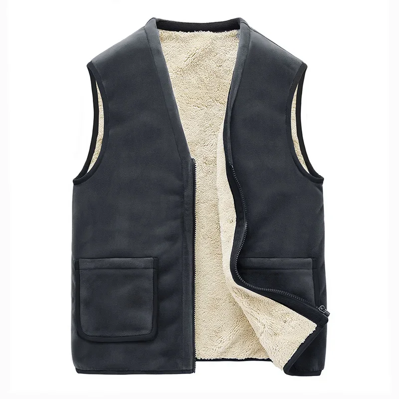 LIBIELIY Autumn Winter Men Warm Fleece Mens Vest Casual Sleeveless Jacket Velvet Thick Sleeveless Men's Vest Plus Size 6Xl