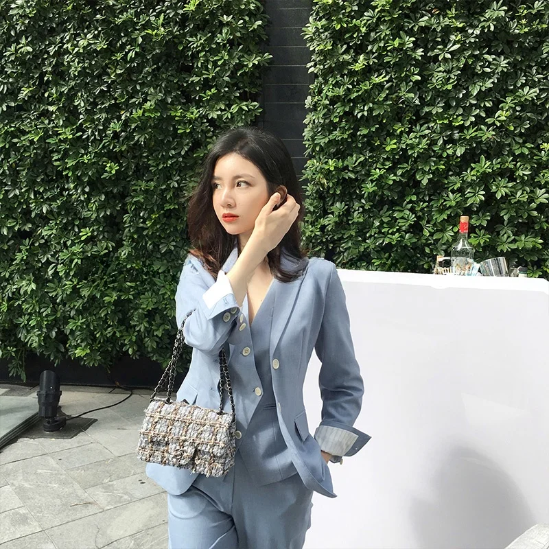 

Briti Sle Women's Suit Set Tee-Piece Svel Vest And Pants Casual Commute Sle Polyester Fabric ort Length Slim Fit