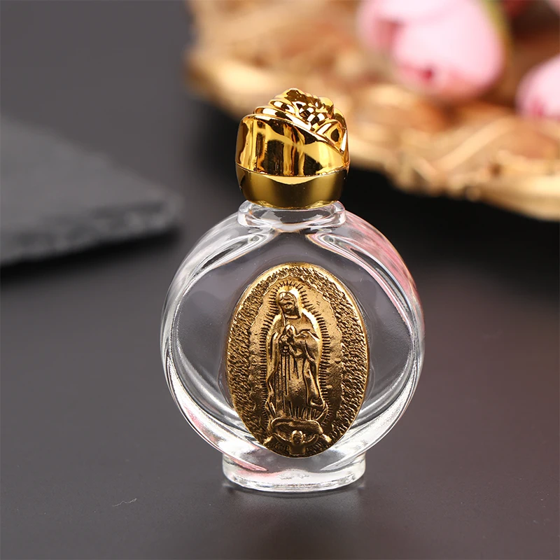 1 Pc Empty Glass Holy Water Jesus Bottle Religious Cross Bottle Christian Reusable Baptism Supplies Family Gifts