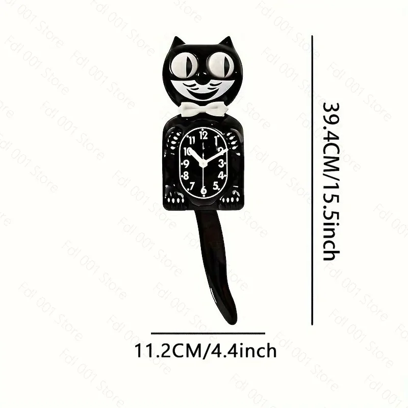 Wall  Cartoon Tail Swinging Wall Clock Cute Cat Personality Home Living Room Quartz Clock