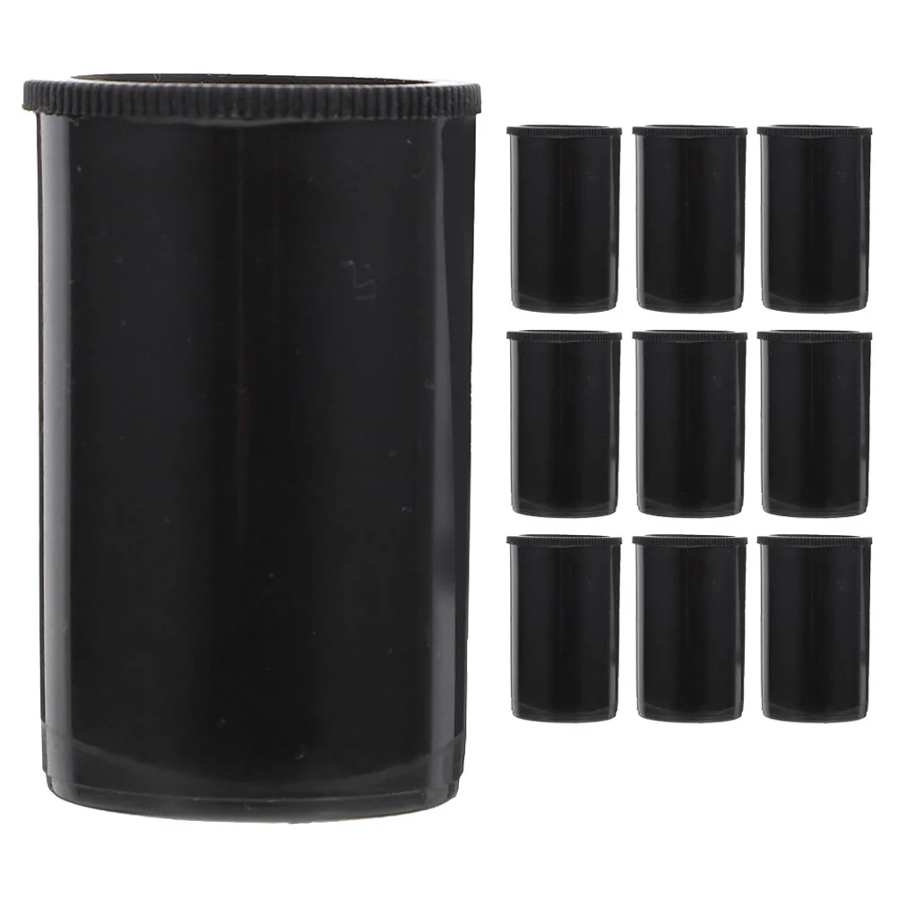 10 Pcs Film Box Canisters Black Small Plastic Containers Bracket Storage Camera Jars with Lids