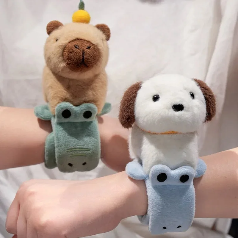 

Kawaii Капибара животное ляпас Snap Wrap браслеты собака кошка мягкие игрушки плюшевые игрушки ребенок милое кольцо на руку браслет креативный подарок