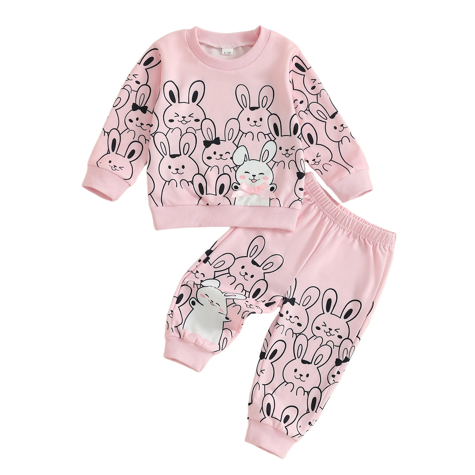 

Toddler Girls Fall Outfits Bunny Print Long Sleeve Sweatshirt and Elastic Pants Set Baby 2 Piece Clothes