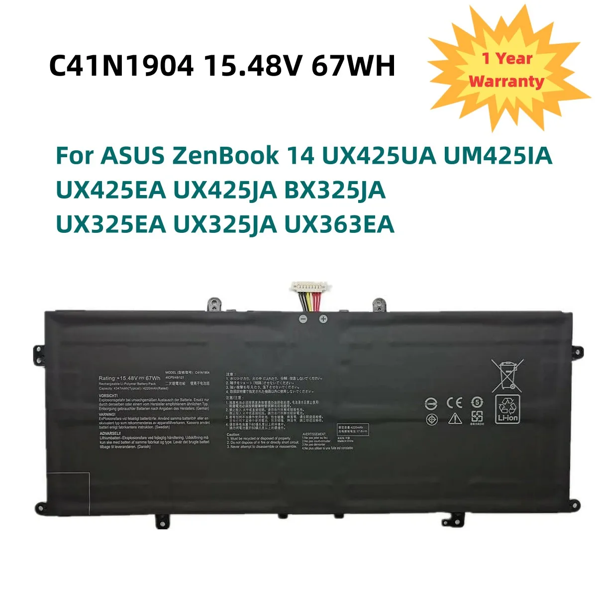 

C41N1904 C41N1904-1 Laptop Battery for ASUS ZenBook 14 UX425UA UM425IA UX425EA UX425JA BX325JA UX325EA UX325JA UX363EA