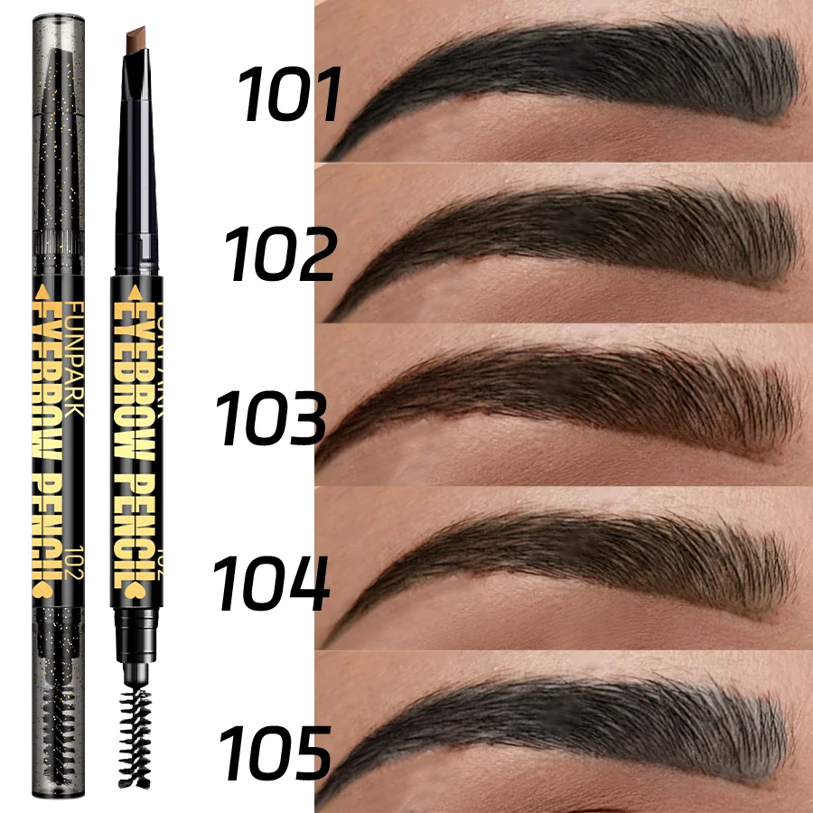 5 色薄頭両頭アイブロウペンシル防水ブラックブラウン自動回転ブラシ付きアイ韓国メイクアップギフト化粧品