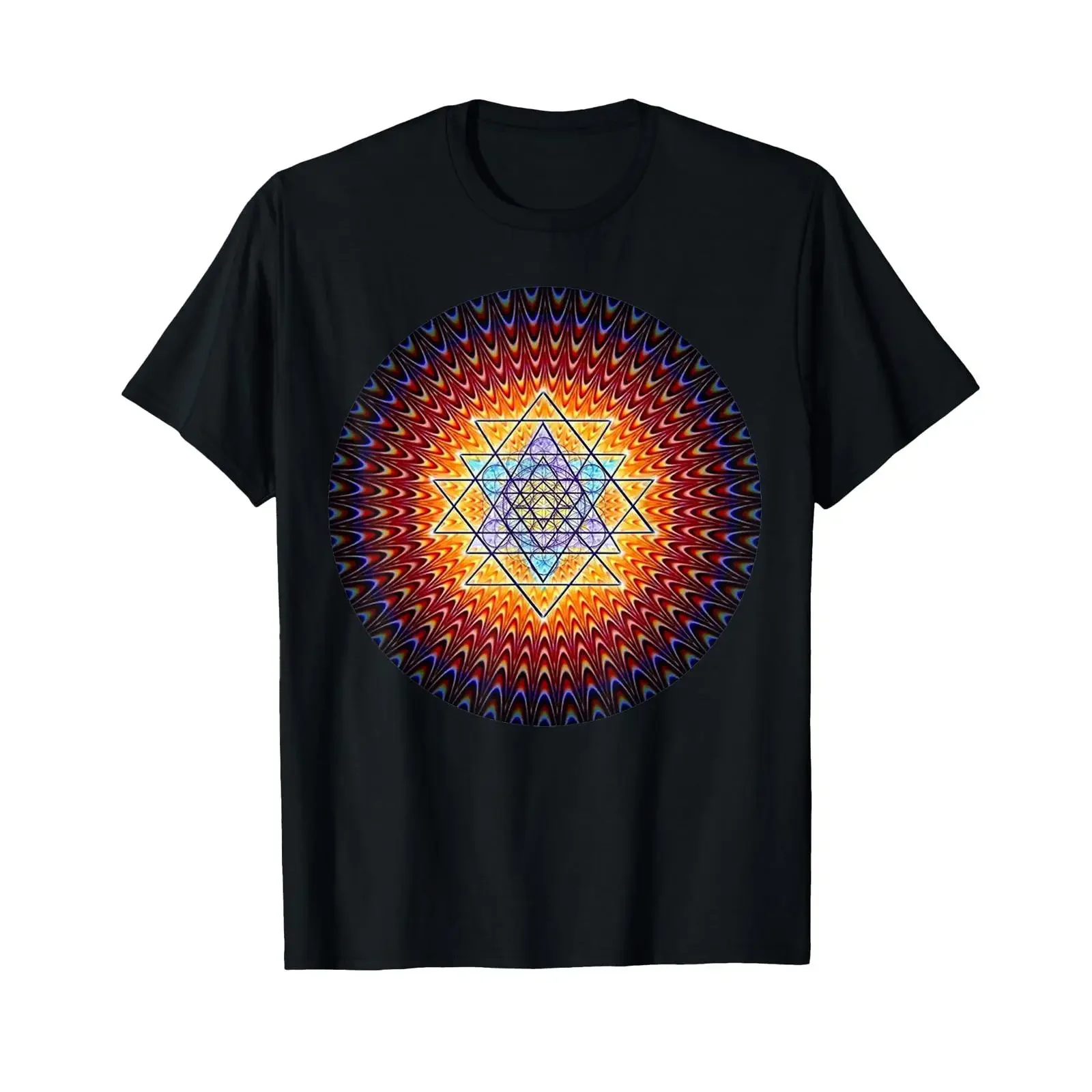 Sacred Sri Yantra T Shirt Mandala Mystical Chart vintage Washed streetwear Comfortable homme Unisex Breathable designer clothes