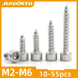 JUIDINTO 10-55pcs Allen Head Tapping Screws M2 M2.6 M3 M3.5 M4 M5 M6 Stainless Steel Hex Socket Self Tapping Screw for Speaker