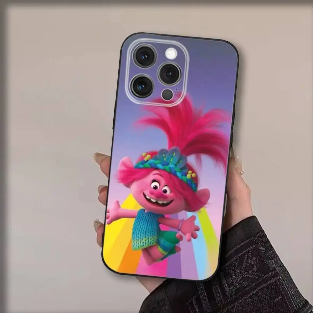 Film T-Trolls P-Poppy-ys Handyhülle für iPhone16,15,14,13,12,11,Pro,Max,Plus,X,XS,SE4,E,Mini,Soft Black Case
