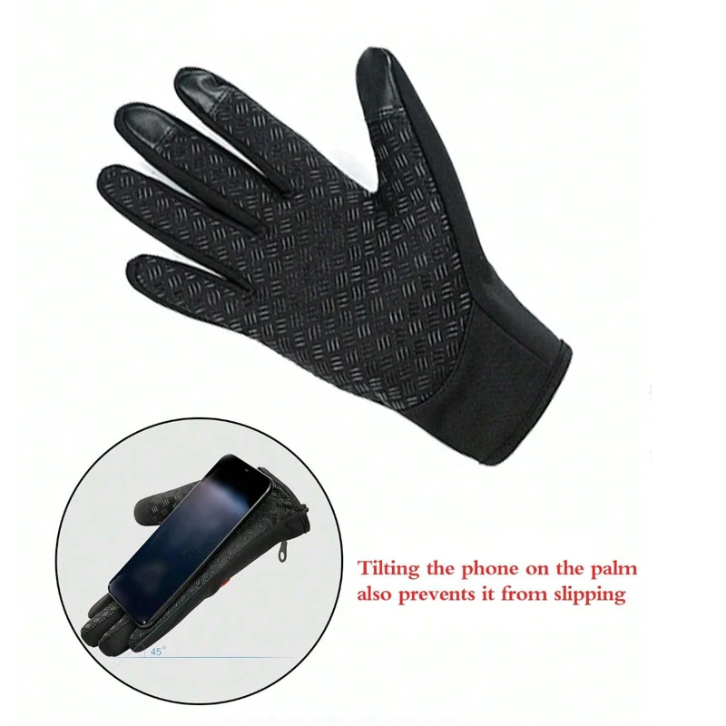 1pc Outdoor Double-Layer Thermal Lined Warm, Anti-Slip, Waterproof, Touchscreen Compatible,Windproof Sports & Cycling Gloves