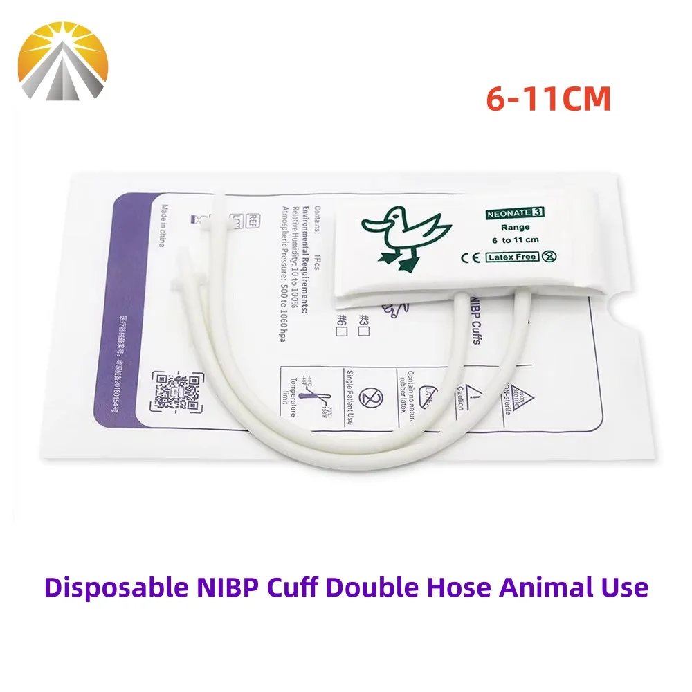 Veterinary Disposable Blood Pressure Cuff NIBP Cuffs Double Tube Two Hose For Animal NIBP Diagnostic Monitor 5 Sizes Available