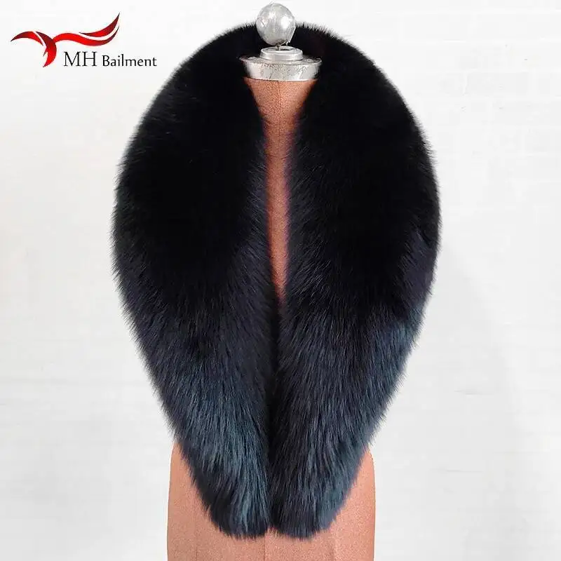 

Women Natural Real Fox Fur Collar Winter Fashion Luxury Super Large Raccoon Fur Shawl Neck Keep Warm Scarf Coat Female Scarves