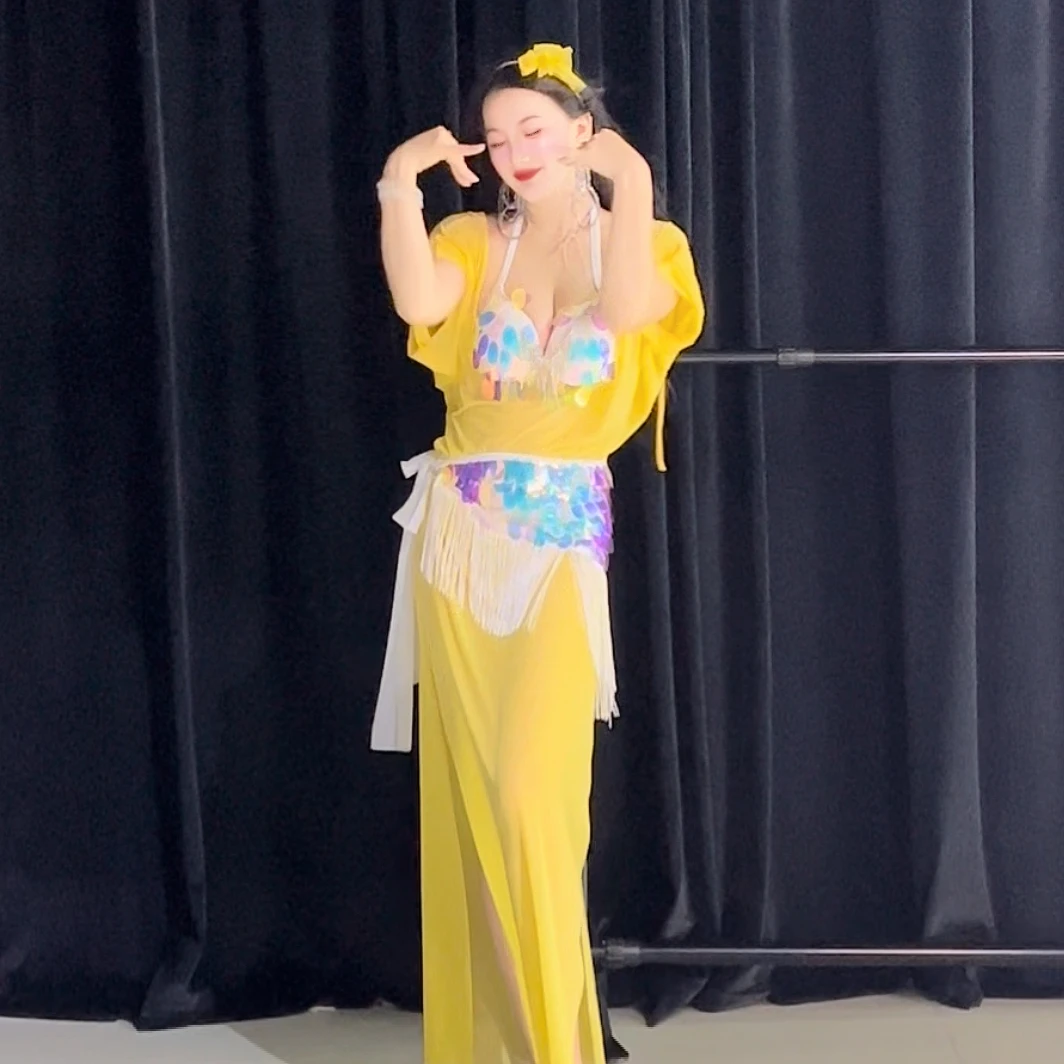 New Belly Dance Costumes for Adults and Children Customized Senior Sequin Tassel Performance Set Baladi Shaabi Competition Robe