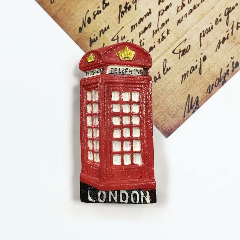 

London Telephone Booth High-Value Realistic Hand-Painted Fridge Magnet High-End Decorative Gift